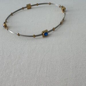 Seasonal whisper Gold and Silver Bracelet with Blue Accents